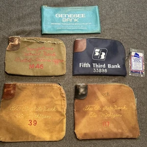 Vtg 5pc Rifkin Locking Money Bag Pouch One W/ Keys MICHIGAN State National Bank - Picture 1 of 14