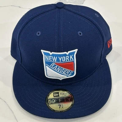 NEW YORK RANGERS 100% Wool NEW ERA NHL 59FIFTY BLUE 7 1/4 NEW HAT Cap - Image 1 of 4