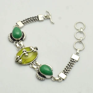 Peridot Simulated Emerald Gemstone Handmade Bracelet Jewelry 29 Gms Gift AB 9731 - Picture 1 of 1