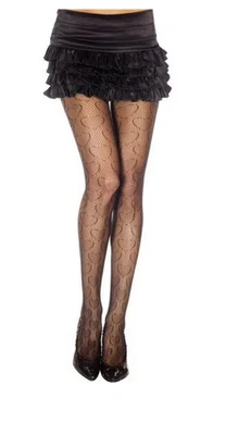 Music Legs Hosiery 7262 Spandex Mesh Hearts Accents Black OSFM - Image 1 of 3