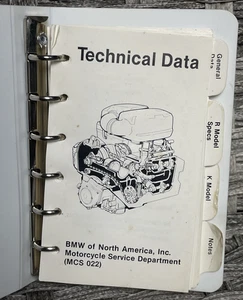 1987 BMW Motorcycle Engine Technical Data Mini Binder Manual MCS 022 R&K Models - Picture 1 of 10
