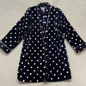 Kate Spade NY Robe Womens M Blue Polka Dot Short Pockets Girly *No Belt* - Picture 1 of 13