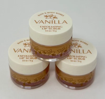 LOT OF 3 NEW BATH & BODY WORKS VANILLA EXFOLIATING LIP SCRUB WASH 15 G TUB - Image 1 of 4