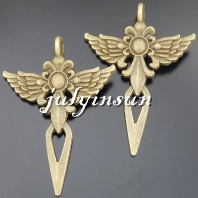 Pingentes de espadas de anjo de liga de bronze antigos amuletos achados artesanais 10x 50514 - Imagem 1 de 3