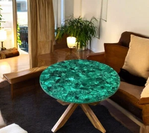 24" Handmade Green Malachite Coffee Table Top for Home & Office Meeting Desk Dec - Picture 1 of 6