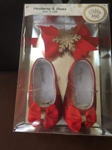 Girls LITTLE ME Holiday Headwrap & Shoes Set!! Size 6-12 Months New - Picture 1 of 5