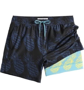 Mens 5" Swim Trunks Mesh Lining Athletic Quick Dry Board Short Pineapple - Picture 1 of 19