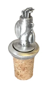 Golf bag & Clubs Hand Crafted Pewter Bottle Stopper Wine Saver - Picture 1 of 3