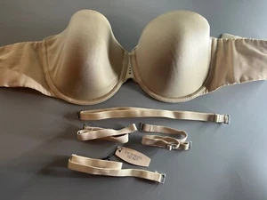 Victoria Secret trägerlos 34D gepolsterter Bügel-BH beige gebraucht neuer Riemen Multiway - Bild 1 von 9