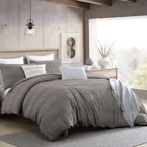 Swift Home Moselle Cotton Ruched & Waffle Weave Bedding Duvet Cover Set-S:F/Q - Picture 1 of 6
