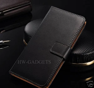 Genuine Real Leather Slim Wallet Flip Case Cover for Google Pixel - Picture 1 of 4