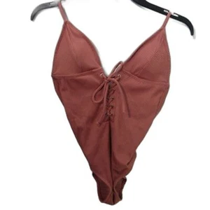 Rue bleu women's Pink one-piece SM deep v-neck - Picture 1 of 4