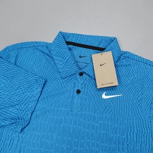 Nike Men's Tour Dri-FIT ADV Golf Polo Blue FD5731 435 Textured Geometric - Picture 1 of 17