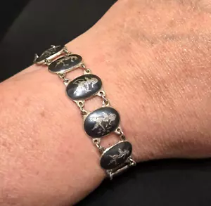 Bracciale Vintage Sterling Nellioware Siam Dancer Link Misura 6,5" & 18,5 Gm B380 - Foto 1 di 3
