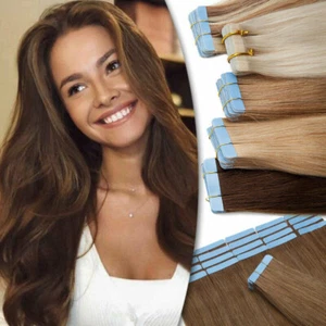 12A Tape In Hair Extensions Real Remy Skin Wefts Russian Human Hair 16-20" 40pcs - Picture 1 of 79