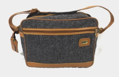 Vintage Amelia Earhart Baltimore Satchel Luggage bag Black Tweed Tan trim - Image 1 of 4