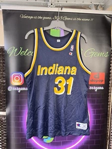 Vintage CHAMPION Reggie Miller #31 Indiana Pacers NBA Basketball Jersey 48 - Picture 1 of 5