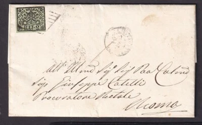 Italian States/Vatican 1861 2Baj folded letter CivitaCastel to Roma - Image 1 of 2