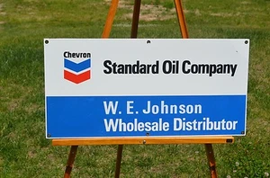VINTAGE CHEVRON STANDARD ÖL PORZELLAN TANKSTELLENSCHILD FAST NEUWERTIG SUPER STÜCK! - Bild 1 von 8
