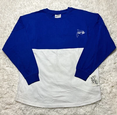 Camisa SeaWorld Para Hombre Pequeña Azul Blanca Calce Grande Manga Larga Parque de Atracciones Foto 1 de 4