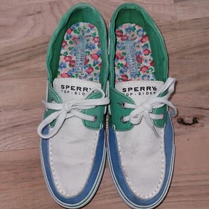 Sperry Sneakers Damen, mehrfarbig, weiß, grün, blau. - Bild 1 von 4