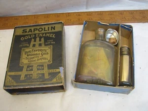 Antikes Sapolin Gold Emaille Vergoldung Dekor Set in Box bemalt - Bild 1 von 5