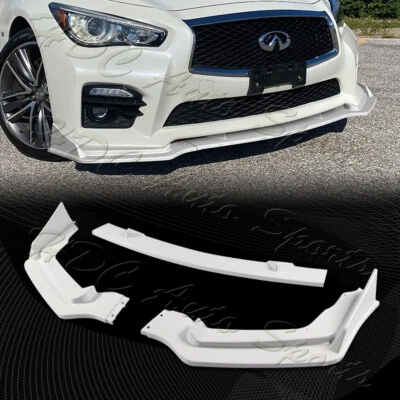 For 2014-2017 Infiniti Q50 Sport Painted White Front Bumper Body Kit Lip 3PCS - Image 1 of 4