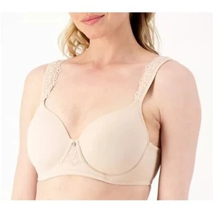 Breezies Luxe Lace Underwire T-Shirt Bra Sunbeige Womens Size 42 D Intimate - Picture 1 of 4