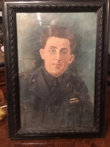 OLIO SU TELA RAFFIGURANTE MILITARE PRIMA GUERRA MONDIALE - Foto 1 di 4