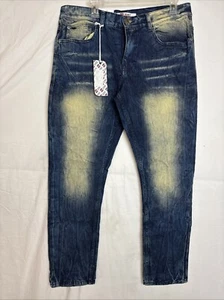 TWENTY TWO OZ (22oZ) Distressed Denim JEANS Size 36x32 NEW W/TAGS Cambridge Blue - Picture 1 of 2