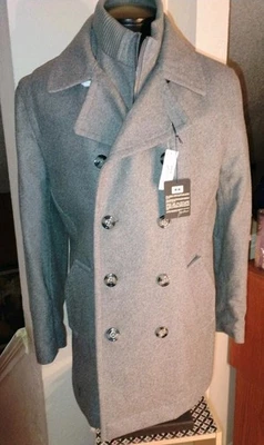 Chaquetón de lana gris doble pecho Joseph Aboud para hombre talla pequeña cremallera inserción N W T Foto 1 de 4