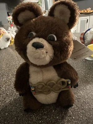 Juegos Olímpicos 1980 Mascota Oso Misha Peluche Marrón 12" De Colección Moscú Rusia Etiquetas Dakin Foto 1 de 3
