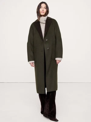 Abrigo Top Banana Republic S Pequeño Doble Cara Reversible Verde/Marrón ¡NUEVO CON ETIQUETAS! $350 Foto 1 de 4