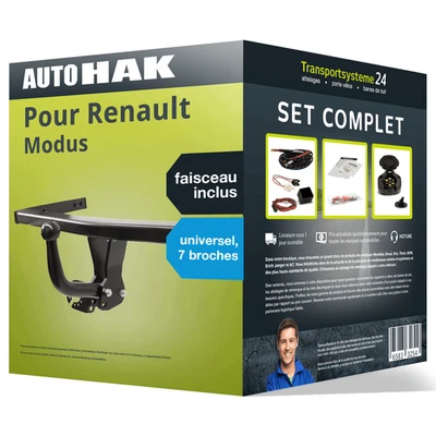 AUTO HAK, TOWTEC, POUR RENAULT Attelage pour Renault Modus 08- col de cygne Auto Hak + Faisceau uni 7 broches