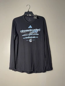 adidas Men's Minnesota United Fc Pre-Game Long Sleeve T-Shirt Size M Black New - Picture 1 of 5