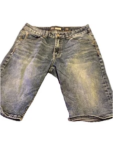 Buckle BKE Denim Jake Jean Shorts Men 34 Blue Med Wash Long 10” Stretch Bermuda - Picture 1 of 17