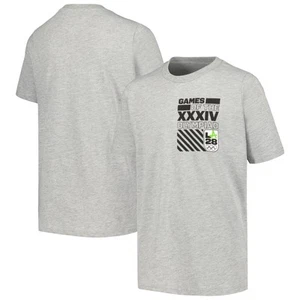 Youth Heather Gray LA28 Neon Tags T-Shirt - Picture 1 of 3