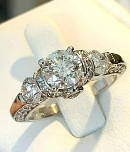 3 CT Round Cut Lab Created Diamond Anniversary Engagement 14K White Gold FN Ring - Picture 1 of 17
