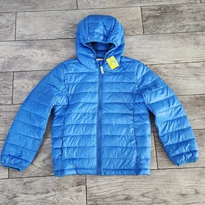 Primary Kids Lightweight Puffer Jacket Blueberry Blue Stripe Size 8-9 Yrs - Picture 1 of 4
