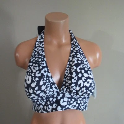 Tommy Bahama Little Leopard Rev Halter Cup Bra Swim Top Mare Navy/White S NWOT - Image 1 of 4