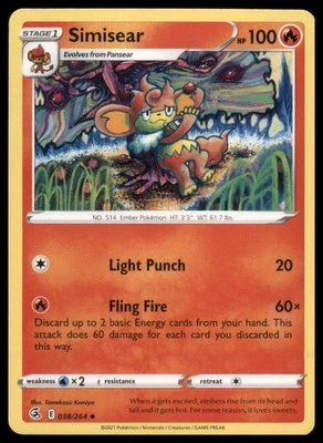 SWSH08: Fusion Strike #038/264 Simisear - Image 1 of 2