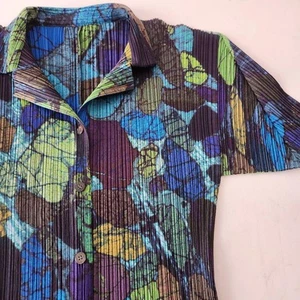 PLEATS PLEASE ISSEY MIYAKE Long sleeve shirt top floral geometric marble size 3 - Picture 1 of 6