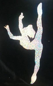 IRON-ON HOLO silver GYMNAST SPLIT transfer APPLIQUE hotfix holographic patch - Picture 1 of 1