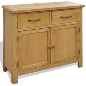 Solid Oak Wood Sideboard Storage Cabinet Cupboard 2 Doors 2 Drawers