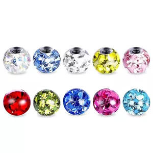 4MM PIERCING KUGEL ERSATZKUGEL SCHRAUB FERIDO BALL KRISTALL EPOXY GLITZER KLAR - Bild 1 von 11