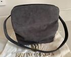 Vintage Bruno Magli Handbag Black Grey Suede Unused