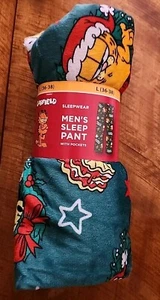 Garfield Christmas Adult Sleep Pants New Fuzzy Fleece Pajamas Pockets L 36-38 - Picture 1 of 2