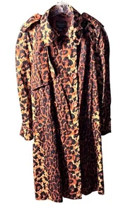 Selene Sport Womens Leopard Print Size 1X Trench Coat With Button Front & Lining - Picture 1 of 14