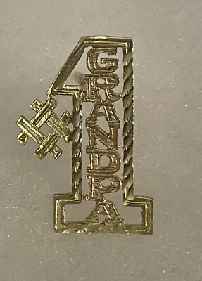 14K YELLOW GOLD  #1 GRANDPA TIE TACK LAPEL PIN 1 gram 🌺🌺 - Image 1 of 4