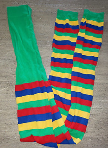 womens footless TIGHTS STRIPES green red yellow blue ONE SIZE FIT MOST HALLOWEEN
